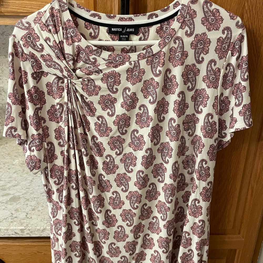 Nautica Women's Paisley Blouse - Red and Cream